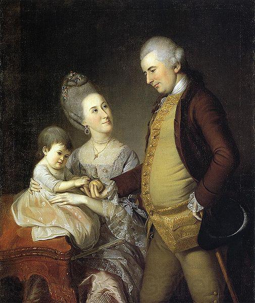 Charles Willson Peale Portrait of John and Elizabeth Lloyd Cadwalader and their Daughter Anne France oil painting art